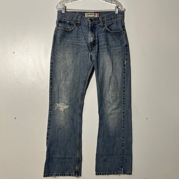Levi’s 527 Low Boot Cut Blue Distressed Denim Jeans Women’s Size 32x32 - Picture 1 of 6